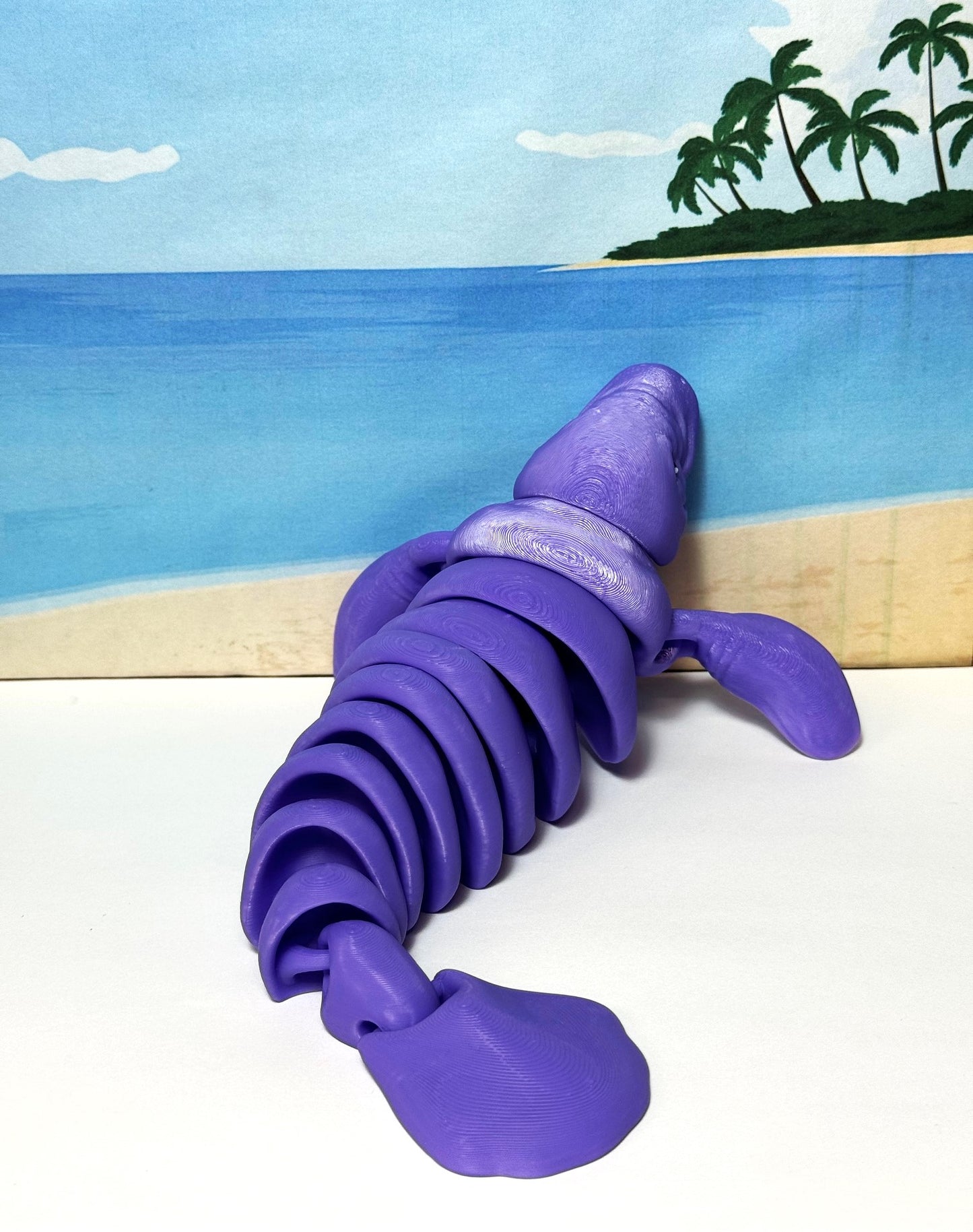 Articulated Manatee, 3D Printed Manatee, 3D Printed Animals, 9" Full Articulated Fidget Toys, Sea Animal Desk Decor, Purple Manatee