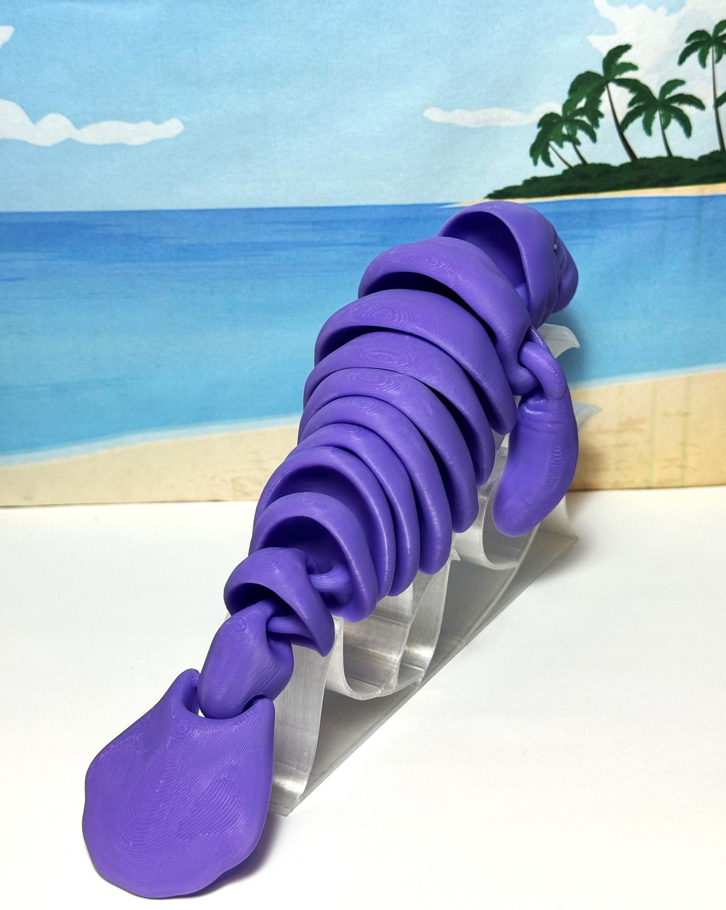 Articulated Manatee, 3D Printed Manatee, 3D Printed Animals, 9" Full Articulated Fidget Toys, Sea Animal Desk Decor, Purple Manatee