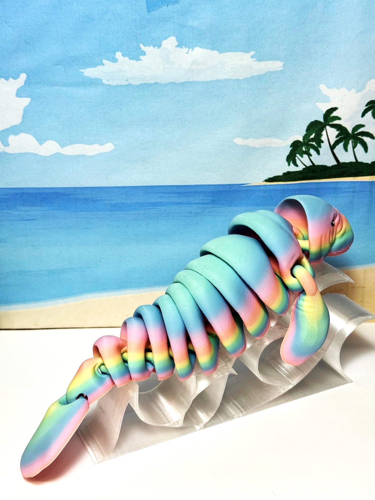 Articulated Manatee, 3D Printed Manatee, 3D Printed Animals, 9" Full Articulated Fidget Toys, Sea Animal Desk Decor, Rainbow Manatee