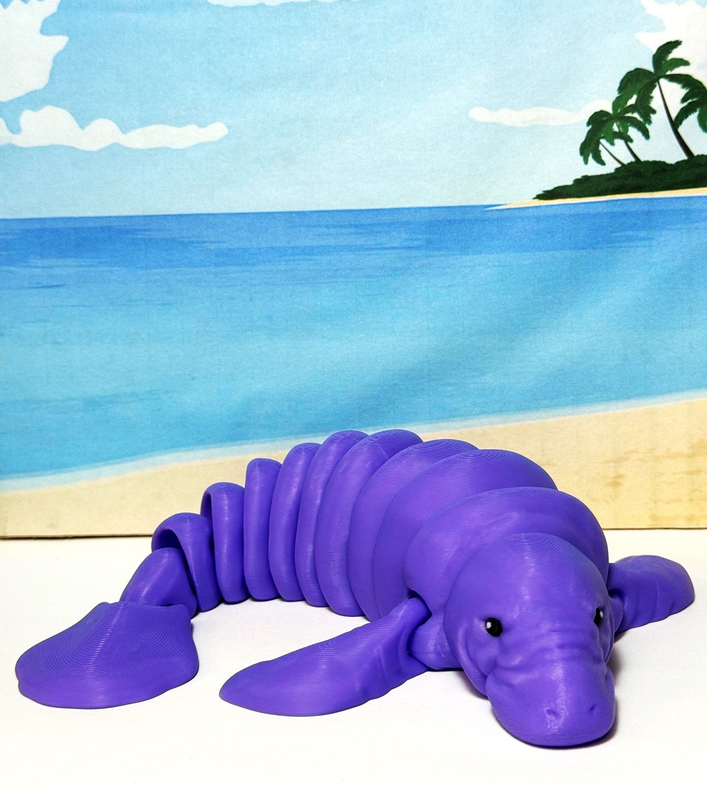 Articulated Manatee, 3D Printed Manatee, 3D Printed Animals, 9" Full Articulated Fidget Toys, Sea Animal Desk Decor, Purple Manatee