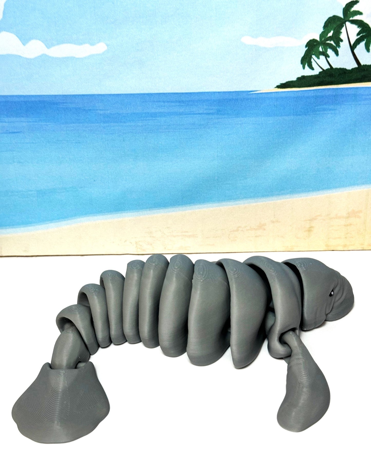 Articulated Manatee, 3D Printed Manatee, 3D Printed Animals, 9" Full Articulated Fidget Toys, Sea Animal Desk Decor, Gray Manatee