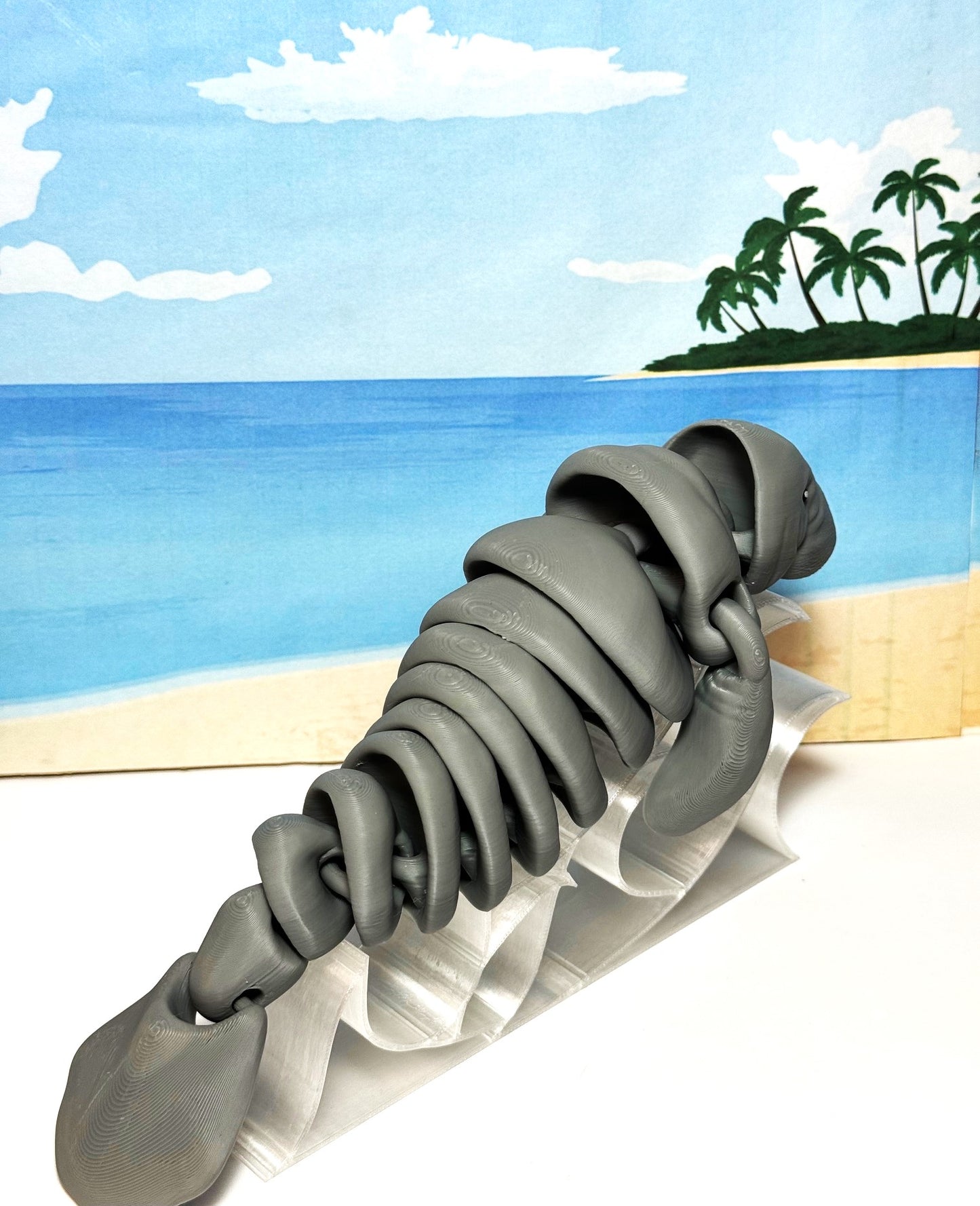 Articulated Manatee, 3D Printed Manatee, 3D Printed Animals, 9" Full Articulated Fidget Toys, Sea Animal Desk Decor, Gray Manatee