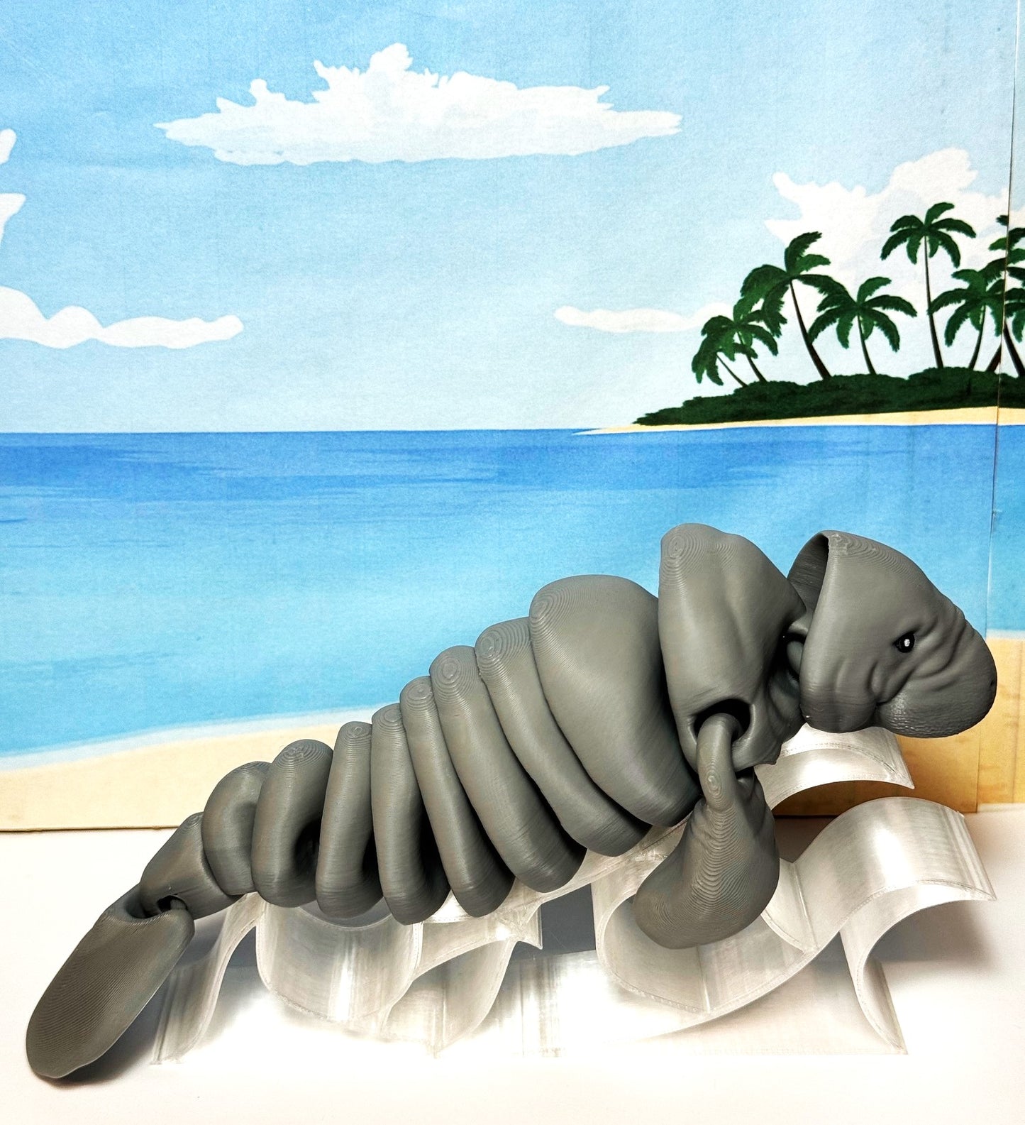 Articulated Manatee, 3D Printed Manatee, 3D Printed Animals, 9" Full Articulated Fidget Toys, Sea Animal Desk Decor, Gray Manatee