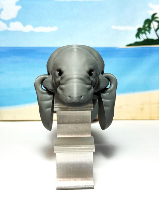 Articulated Manatee, 3D Printed Manatee, 3D Printed Animals, 9" Full Articulated Fidget Toys, Sea Animal Desk Decor, Gray Manatee
