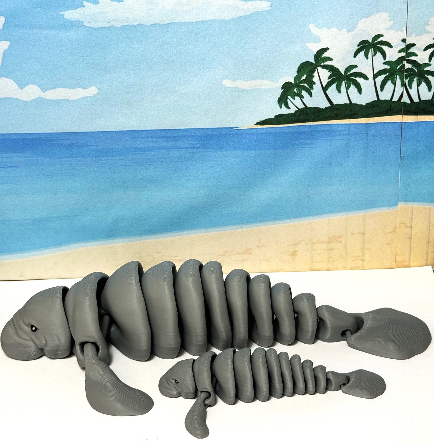 2pcs Cute 3D Printed Manatee, Mother and Child Manatee, Flexible Fidget Toy, Sea Animal Creatures, Stress Relief Fidget Toy