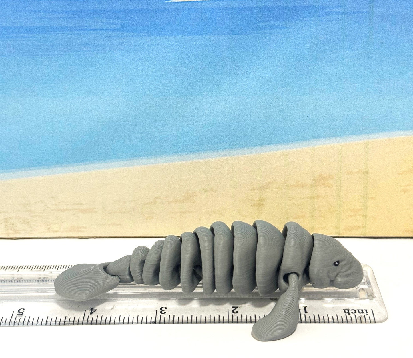 Cute Articulated Manatee, 3D Printed Manatee, 4.5" Full Articulated Sea Animal Desk Decor, 3D Printed Gray Manatee