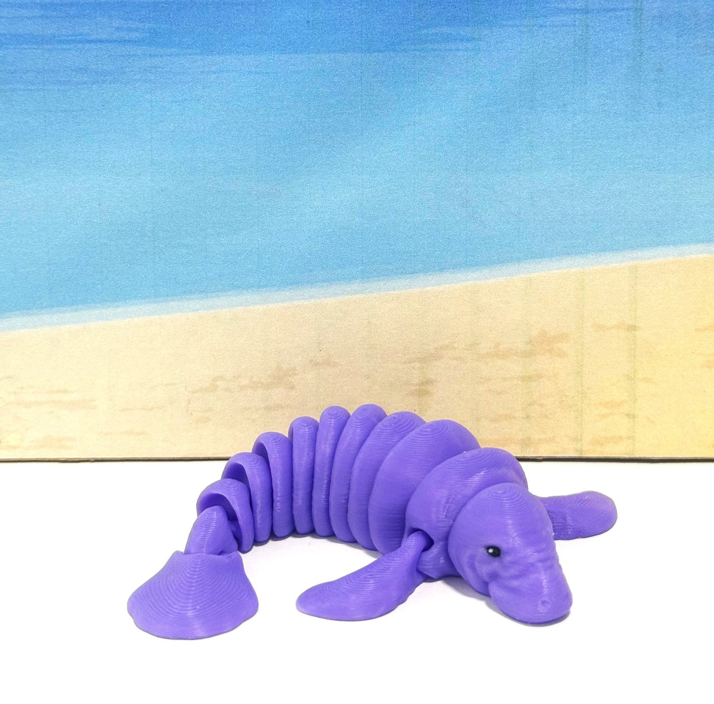 2pcs Cute 3D Printed Manatee, 9" Full Articulated Flexible Fidget Toy, Sea Animal Creatures, Stress Relief Fidget Toy