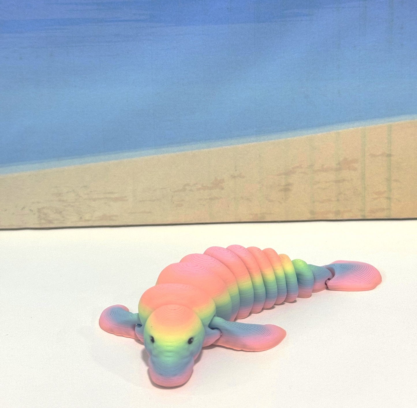 2pcs Cute Articulated Manatee, 3d Printed Mother and Child Manatee, Flexible Fidget Toy, Sea Animal Creatures, Stress Relief Fidget Toy