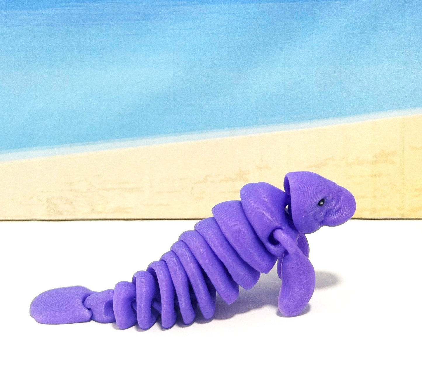2pcs Cute 3D Printed Manatee, 9" Full Articulated Flexible Fidget Toy, Sea Animal Creatures, Stress Relief Fidget Toy