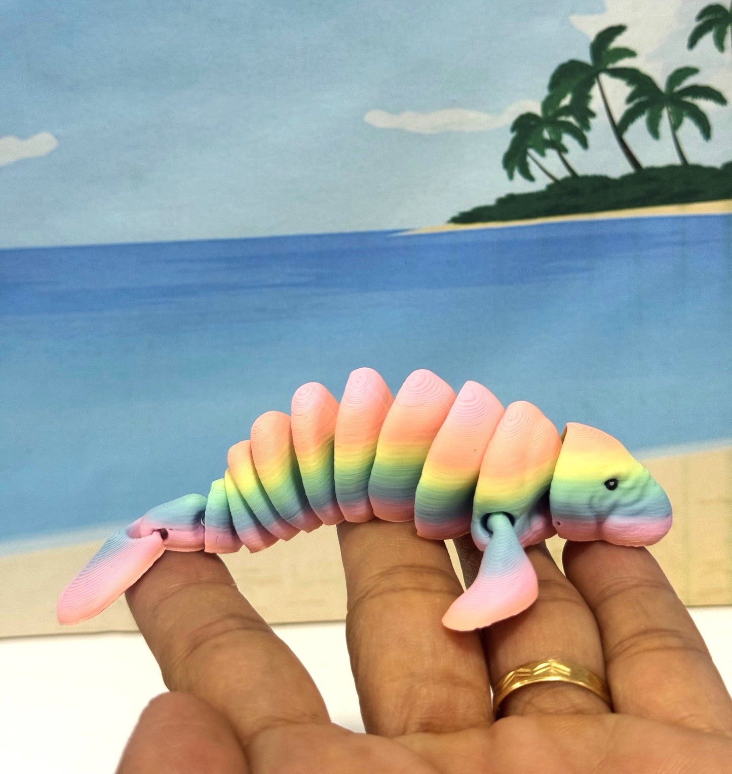 2pcs Cute Articulated Manatee, 3d Printed Mother and Child Manatee, Flexible Fidget Toy, Sea Animal Creatures, Stress Relief Fidget Toy