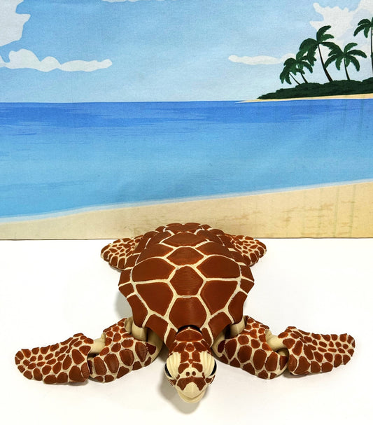 Cute Articulated Sea Turtle, 4" 3d Printed Sea Turtle, Flexible Fidget Toy, Sea Animal Creatures
