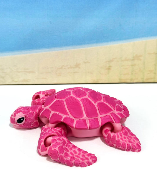 Cute Articulated Sea Turtle, 4" 3d Printed Sea Turtle, Flexible Fidget Toy, Sea Animal Creatures