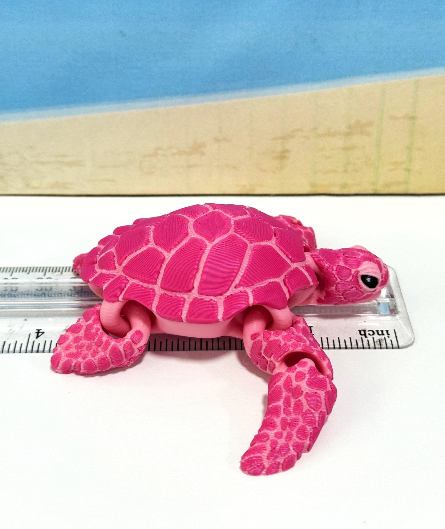2pcs Articulated Sea Turtle, Cute 3D Printed Mother and Child Sea Turtle, Flexible Fidget Toy, Sea Animal Creatures
