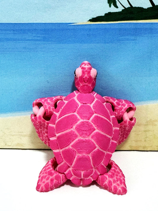 Cute Articulated Sea Turtle, 6.5" 3D Printed Sea Turtle, Flexible Fidget Toy, Sea Animal Creatures