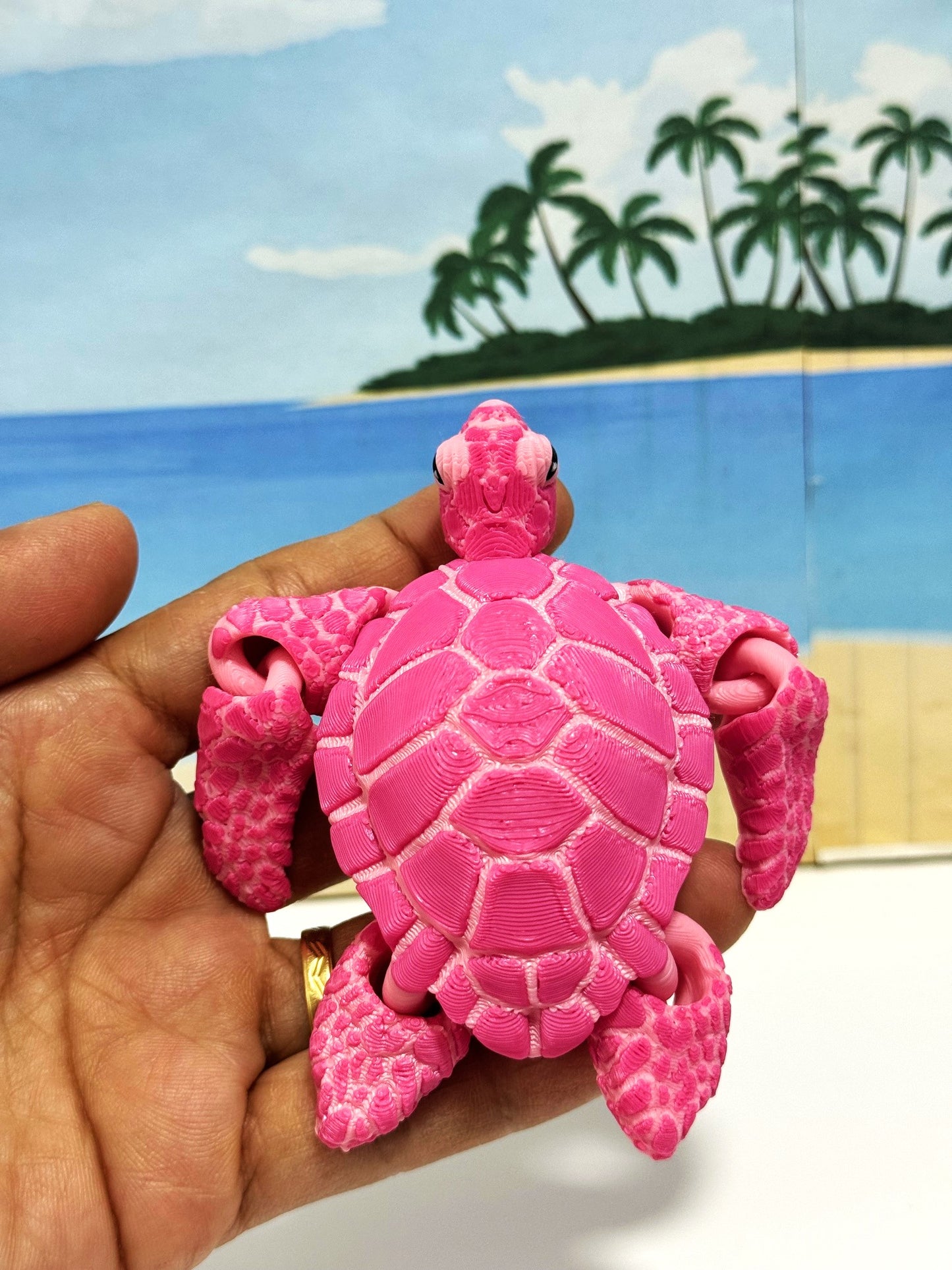 Cute Articulated Sea Turtle, 4" 3d Printed Sea Turtle, Flexible Fidget Toy, Sea Animal Creatures
