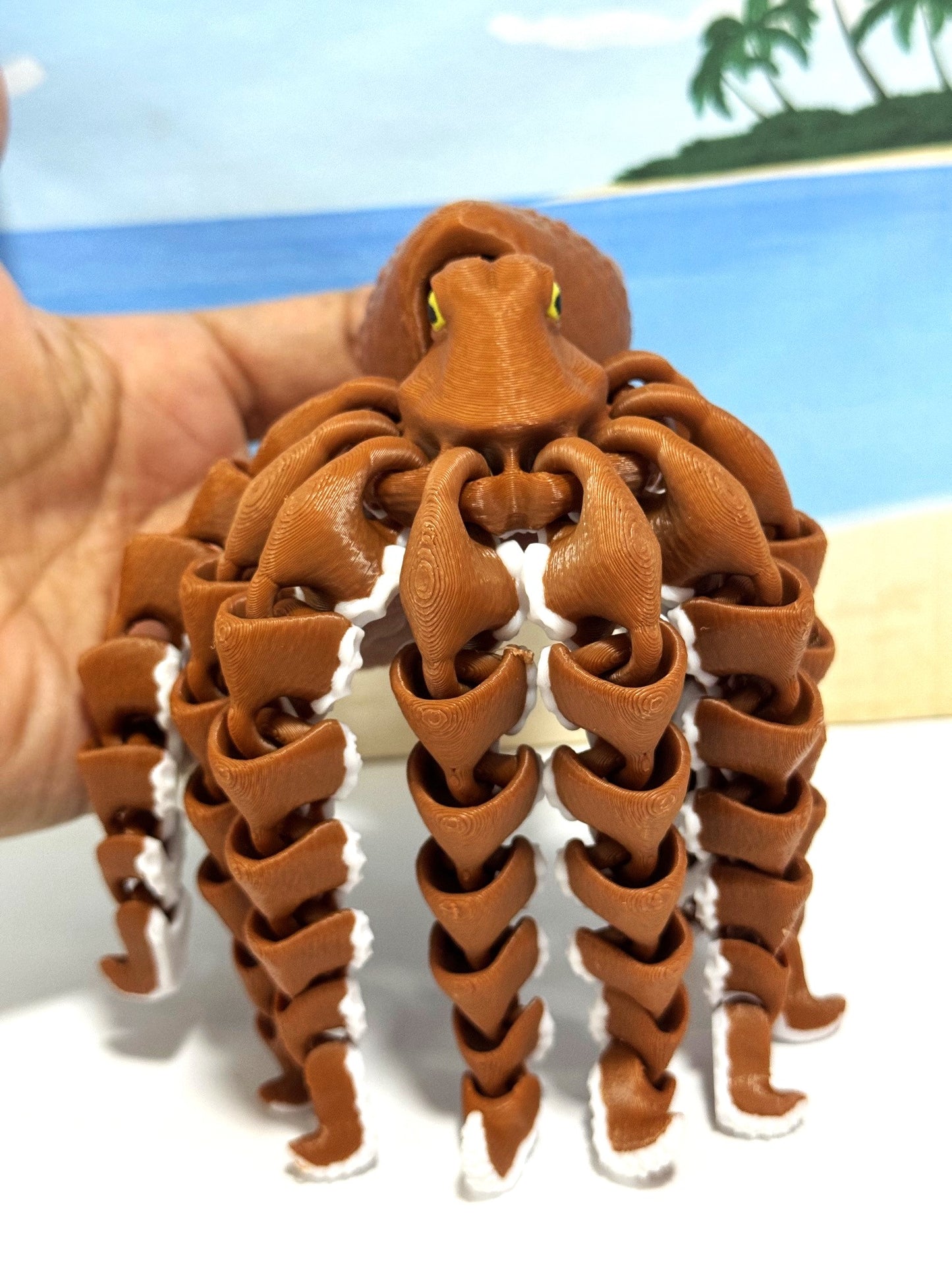 Cute Articulated Octopus, 7" 3D Printed Octopus, Flexible Fidget Toy, Sea Animal Creatures