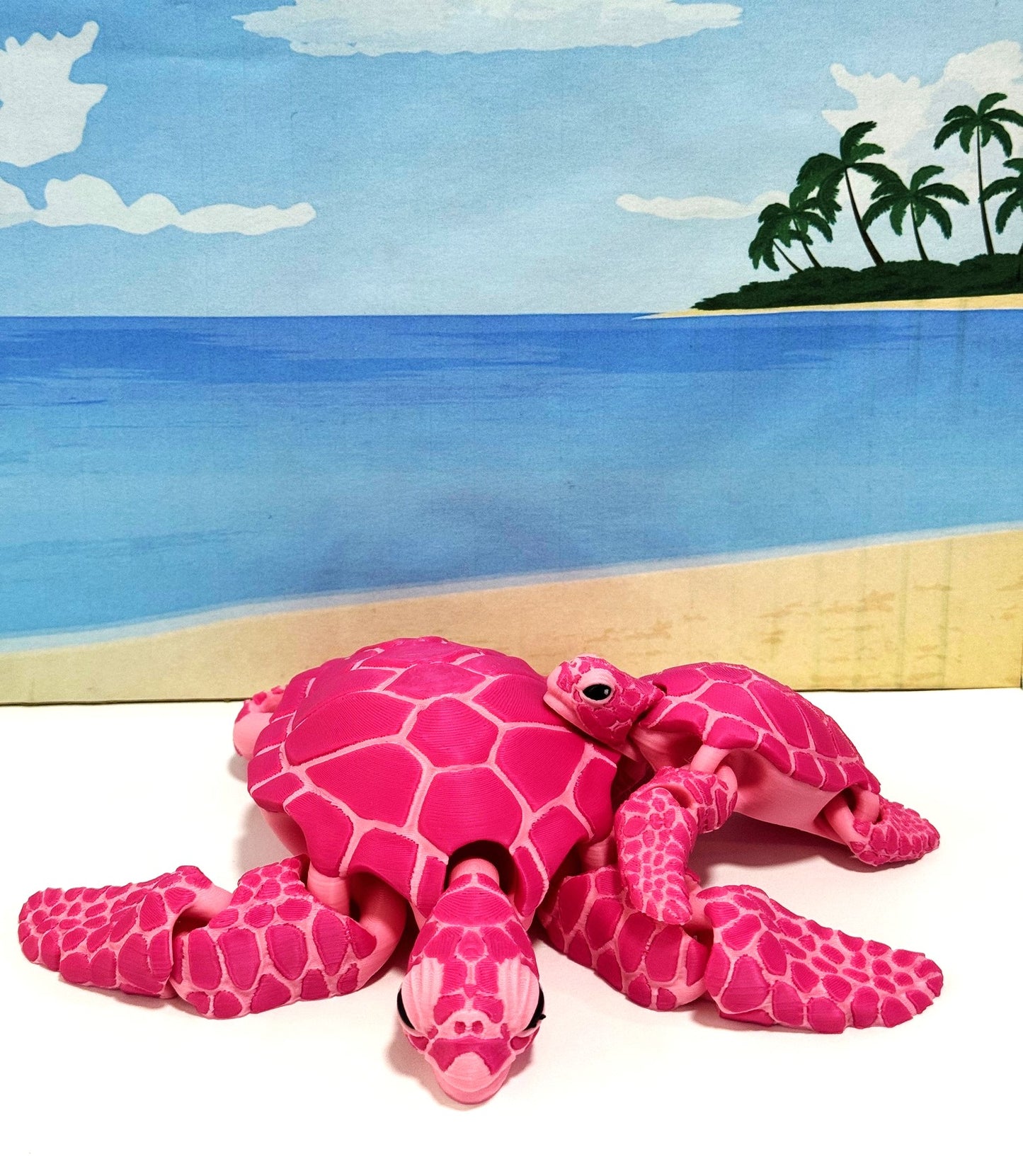 2pcs Articulated Sea Turtle, Cute 3D Printed Mother and Child Sea Turtle, Flexible Fidget Toy, Sea Animal Creatures