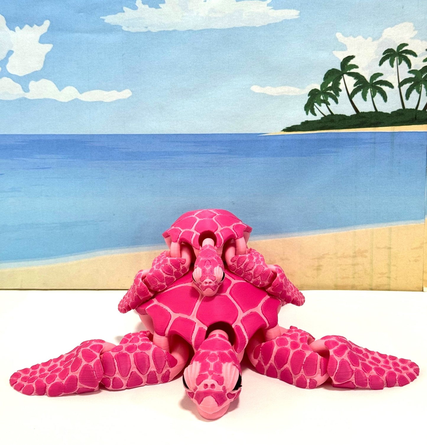 2pcs Articulated Sea Turtle, Cute 3D Printed Mother and Child Sea Turtle, Flexible Fidget Toy, Sea Animal Creatures