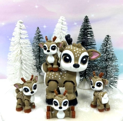 5pcs 3D Printed Reindeers, Articulated Christmas Baby Reindeers, Fidget ADHD Autism Toy, Holiday Decor -ABR001-BROWN