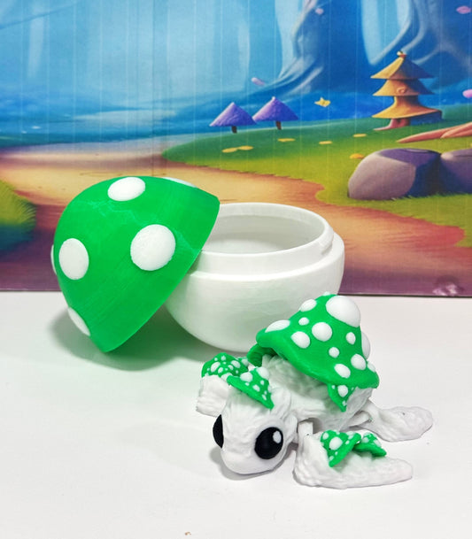 Cute Articulating Mushroom Turtle, 3" Fall Halloween Decor Desk Decor Fidget ADHD Toy - AMT001-GREEN