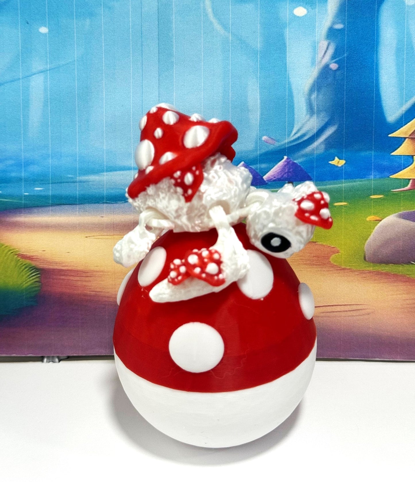 Articulating Mushroom Turtle, 3" Fall Halloween Decor Desk Decor Fidget ADHD Toy - AMT001-RED