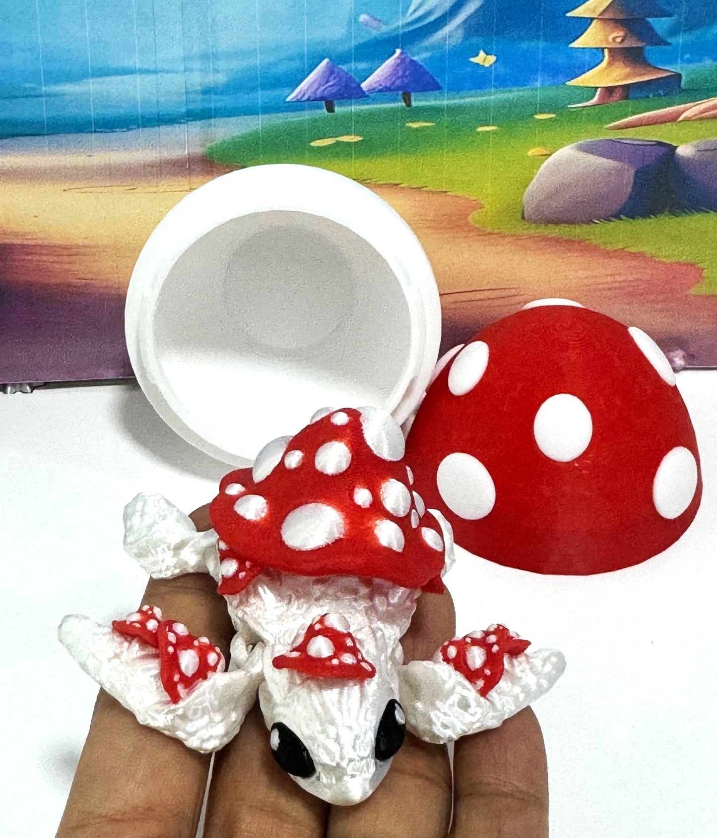 Articulating Mushroom Turtle, 3" Fall Halloween Decor Desk Decor Fidget ADHD Toy - AMT001-RED