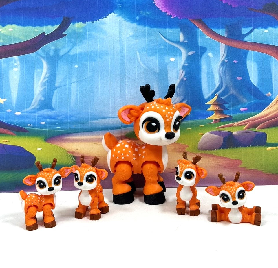 5pcs 3D Printed Reindeers, Articulated Christmas Baby Reindeers, Fidget ADHD Autism Toy, Holiday Decor - ABR001-ORANGE