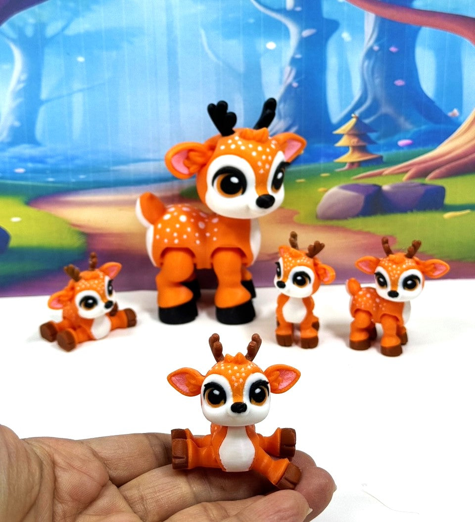 5pcs 3D Printed Reindeers, Articulated Christmas Baby Reindeers, Fidget ADHD Autism Toy, Holiday Decor - ABR001-ORANGE