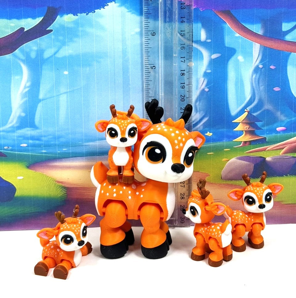 5pcs 3D Printed Reindeers, Articulated Christmas Baby Reindeers, Fidget ADHD Autism Toy, Holiday Decor - ABR001-ORANGE