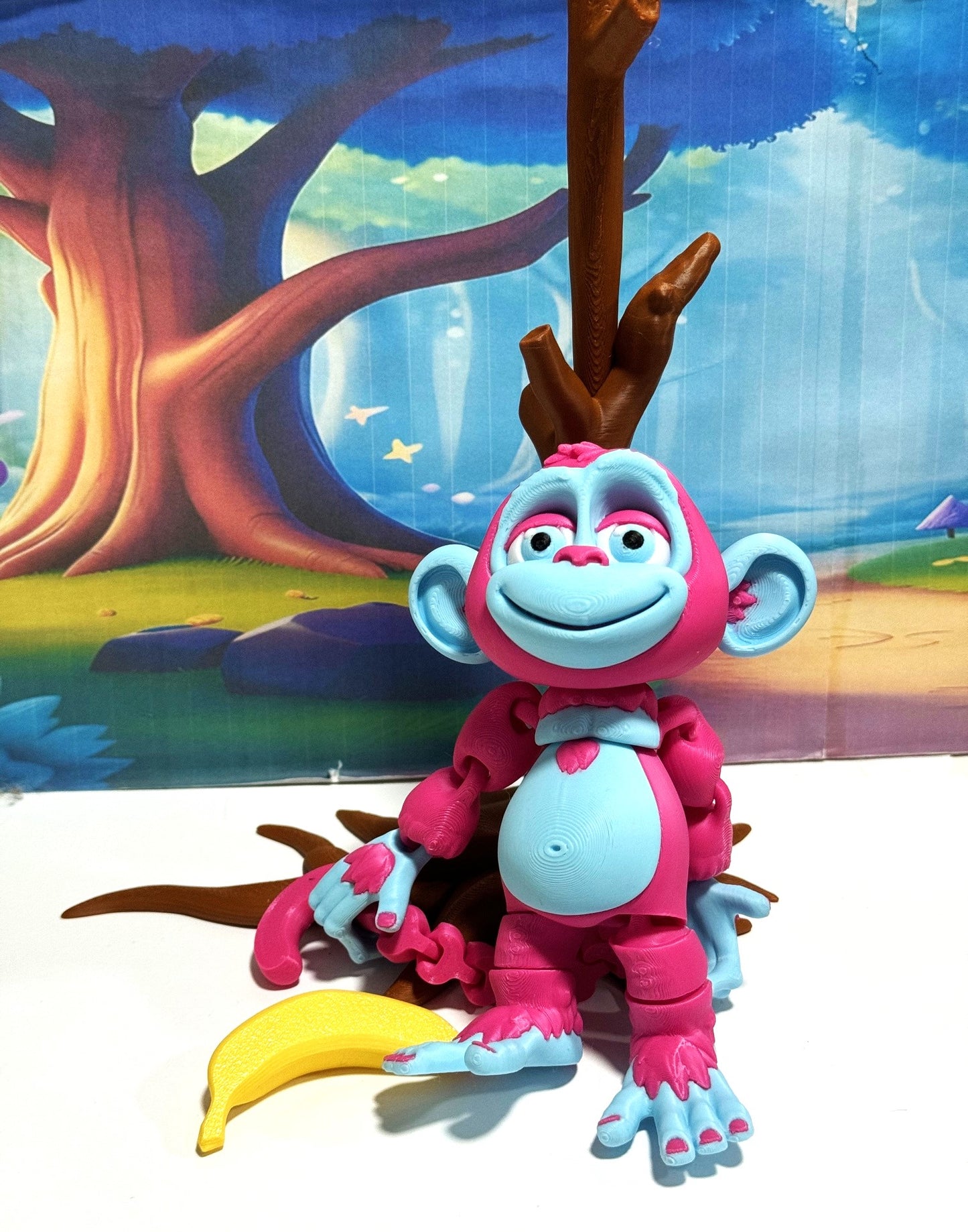 Articulated Monkey, 3D Printed Fidget Toy, 5" Posable, Hangable Monkeys, Stands on Its Own for Fun Poses and Display-AM001-L-PB