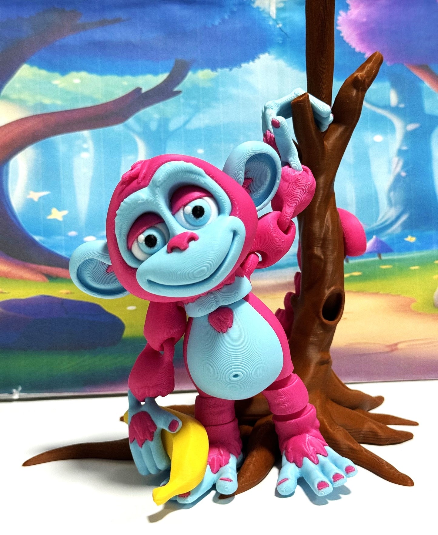 Articulated Monkey, 3D Printed Fidget Toy, 5" Posable, Hangable Monkeys, Stands on Its Own for Fun Poses and Display-AM001-L-PB