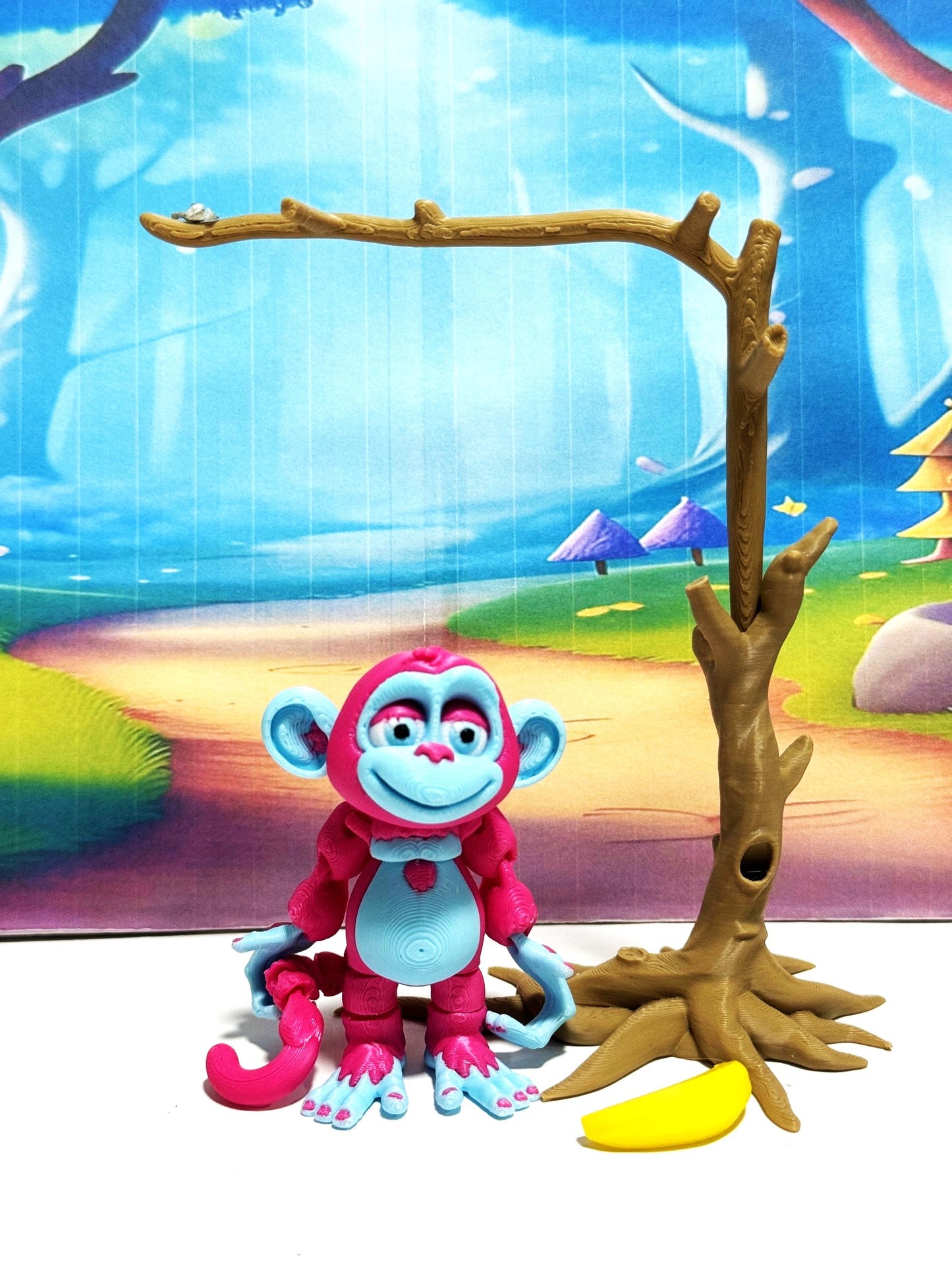 3D Printed Monkey, Articulated 3" Posable, Hangable Monkeys, Stands on Its Own for Fun Poses and Display-AM001-S-PB