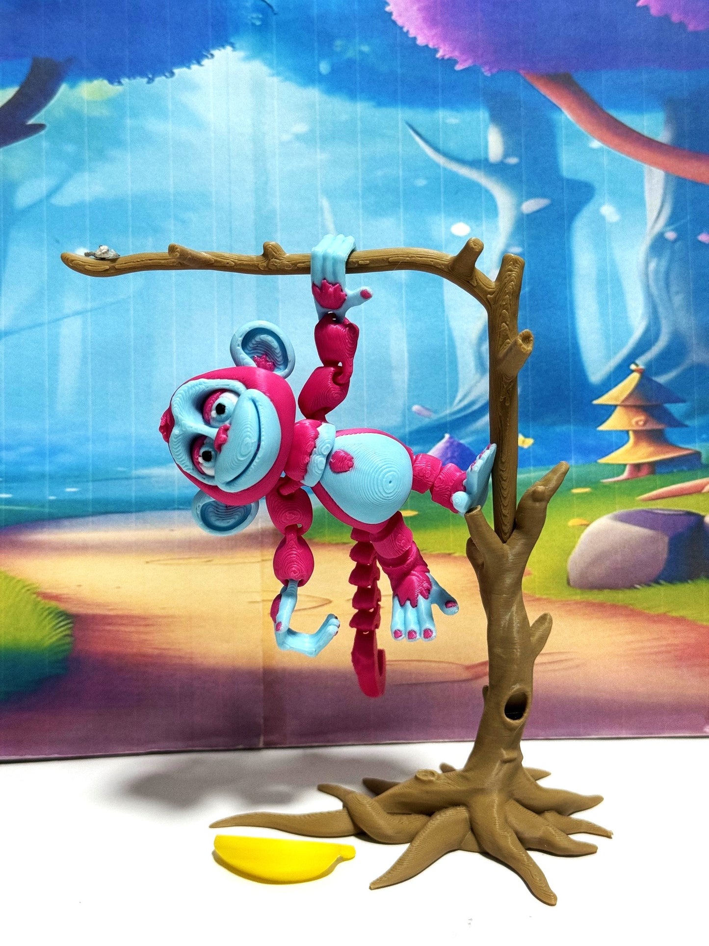 3D Printed Monkey, Articulated 3" Posable, Hangable Monkeys, Stands on Its Own for Fun Poses and Display-AM001-S-PB