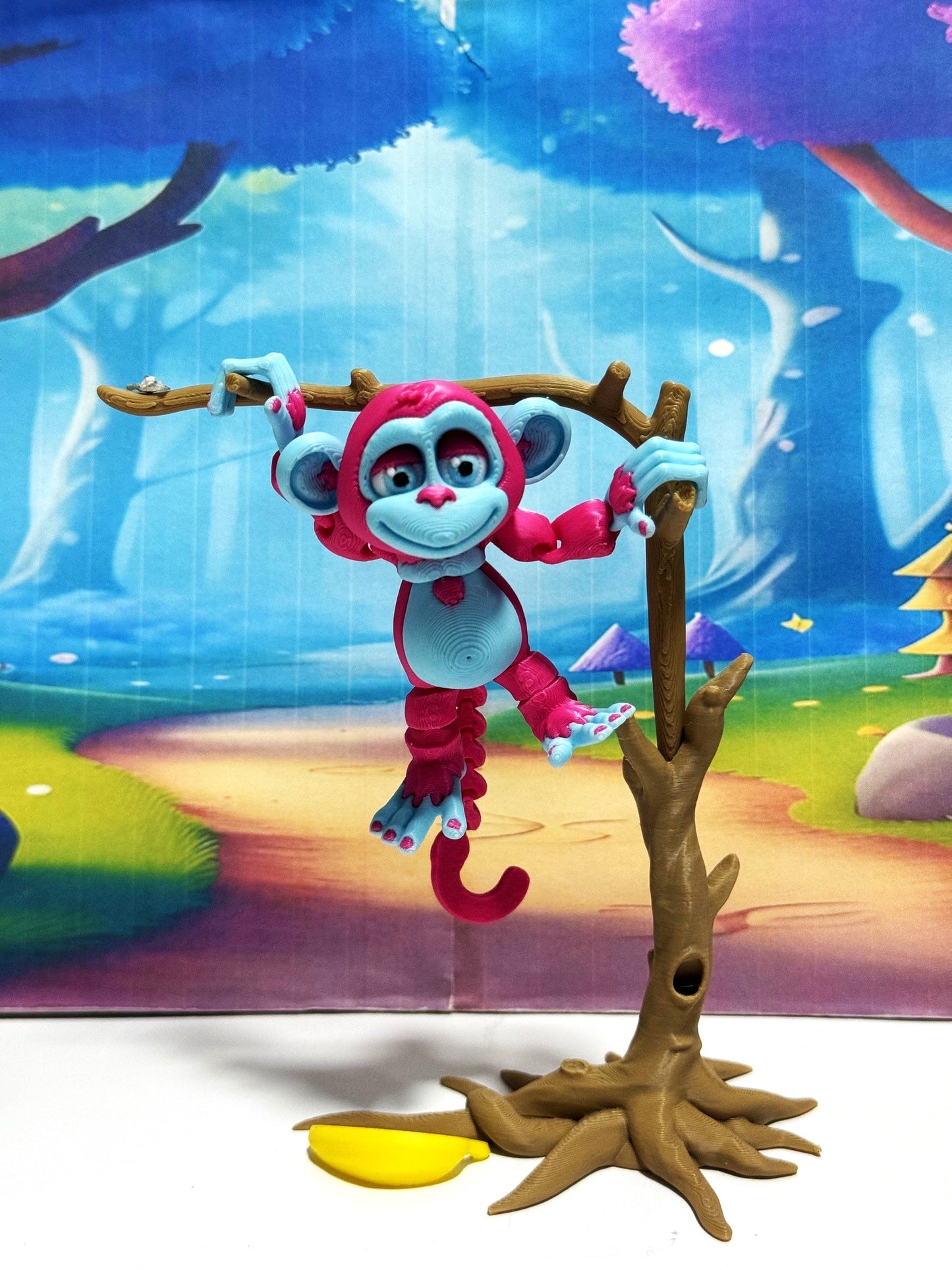 3D Printed Monkey, Articulated 3" Posable, Hangable Monkeys, Stands on Its Own for Fun Poses and Display-AM001-S-PB
