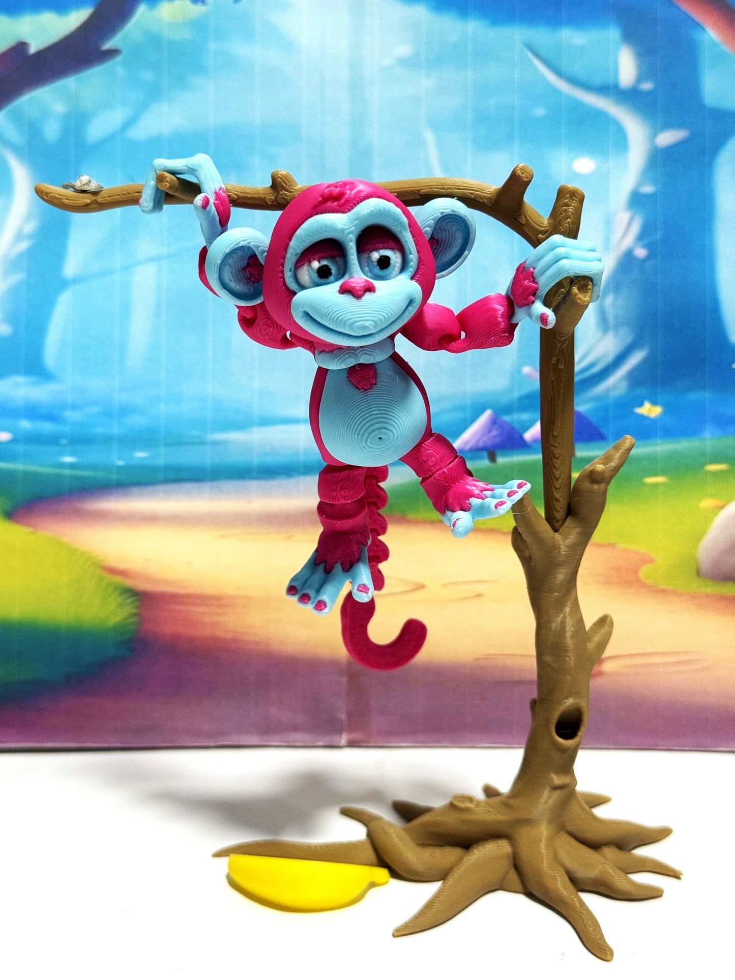 3D Printed Monkey, Articulated 3" Posable, Hangable Monkeys, Stands on Its Own for Fun Poses and Display-AM001-S-PB