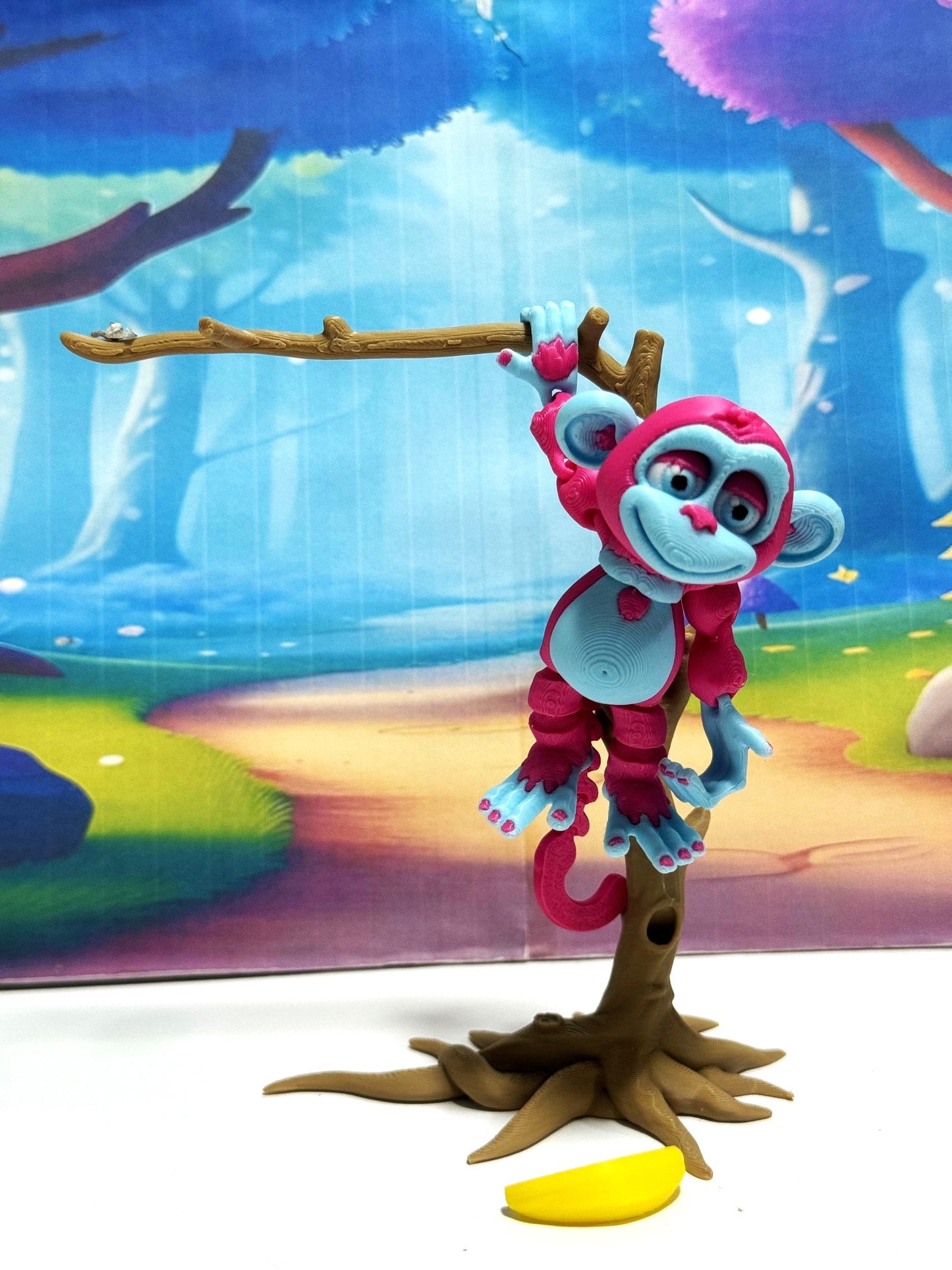 3D Printed Monkey, Articulated 3" Posable, Hangable Monkeys, Stands on Its Own for Fun Poses and Display-AM001-S-PB