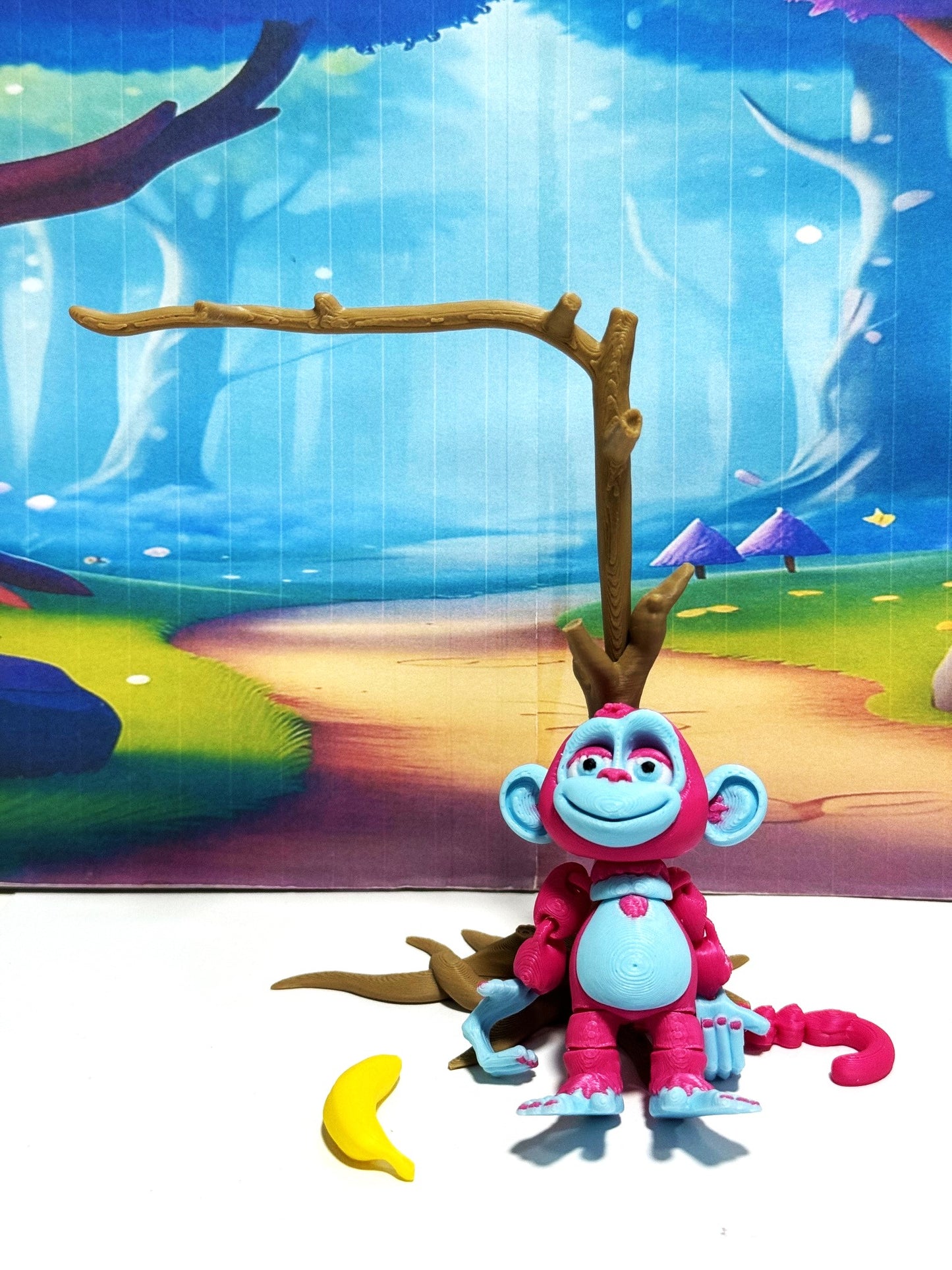 3D Printed Monkey, Articulated 3" Posable, Hangable Monkeys, Stands on Its Own for Fun Poses and Display-AM001-S-PB