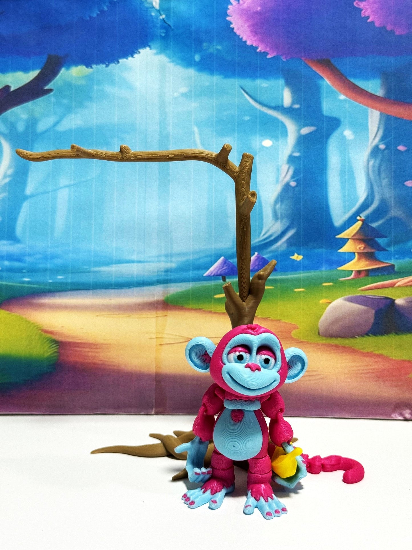 3D Printed Monkey, Articulated 3" Posable, Hangable Monkeys, Stands on Its Own for Fun Poses and Display-AM001-S-PB
