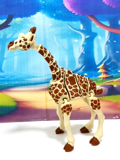 Articulated Giraffe Figurine, Detailed 6" Safari Animal Plastic Model Figure, Zoo Animal Fidget Toy, Movable Joints and Neck, Executive Desk Toy - AG001-BROWN