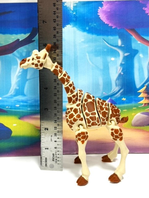 Articulated Giraffe Figurine, Detailed 6" Safari Animal Plastic Model Figure, Zoo Animal Fidget Toy, Movable Joints and Neck, Executive Desk Toy - AG001-BROWN