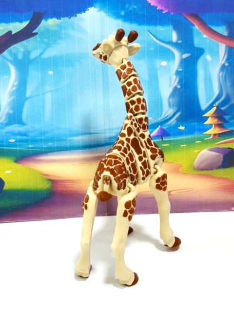 Articulated Giraffe Figurine, Detailed 6" Safari Animal Plastic Model Figure, Zoo Animal Fidget Toy, Movable Joints and Neck, Executive Desk Toy - AG001-BROWN