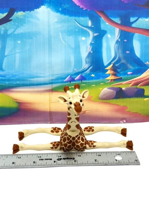 Articulated Giraffe Figurine, Detailed 6" Safari Animal Plastic Model Figure, Zoo Animal Fidget Toy, Movable Joints and Neck, Executive Desk Toy - AG001-BROWN