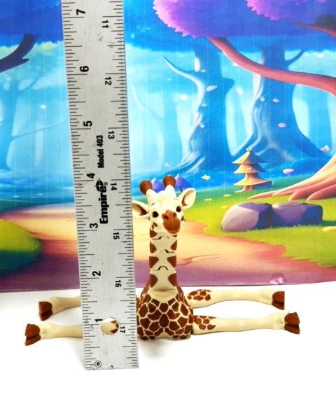 Articulated Giraffe Figurine, Detailed 6" Safari Animal Plastic Model Figure, Zoo Animal Fidget Toy, Movable Joints and Neck, Executive Desk Toy - AG001-BROWN