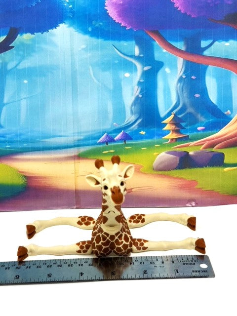 Articulated Giraffe Figurine, Detailed 6" Safari Animal Plastic Model Figure, Zoo Animal Fidget Toy, Movable Joints and Neck, Executive Desk Toy - AG001-BROWN