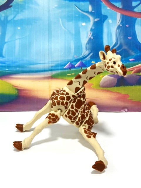 Articulated Giraffe Figurine, Detailed 6" Safari Animal Plastic Model Figure, Zoo Animal Fidget Toy, Movable Joints and Neck, Executive Desk Toy - AG001-BROWN