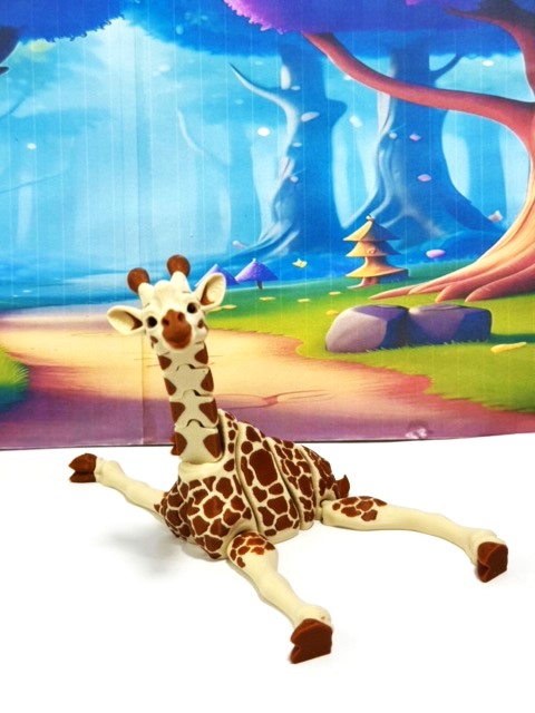 Articulated Giraffe Figurine, Detailed 6" Safari Animal Plastic Model Figure, Zoo Animal Fidget Toy, Movable Joints and Neck, Executive Desk Toy - AG001-BROWN