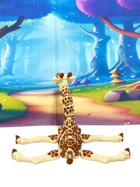 Articulated Giraffe Figurine, Detailed 6" Safari Animal Plastic Model Figure, Zoo Animal Fidget Toy, Movable Joints and Neck, Executive Desk Toy - AG001-BROWN