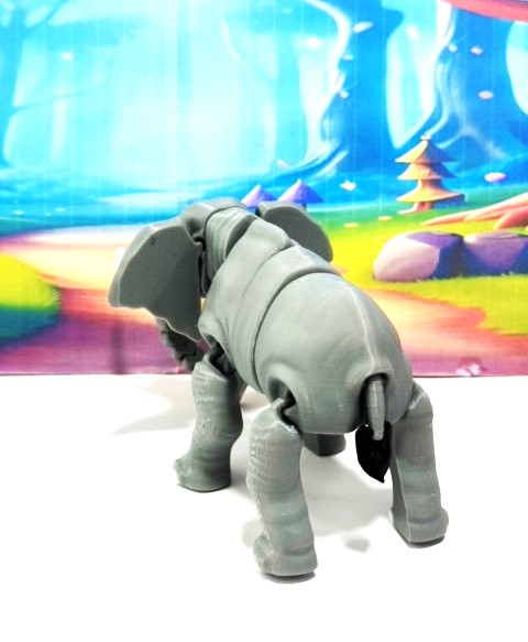3D Printed Elephant, Articulated Flexible Joint Animal Figurine, 7" Stress Relief Fidget Toy, Elephant Figurine, Articulated 3D Printed Poseable Desk Pet