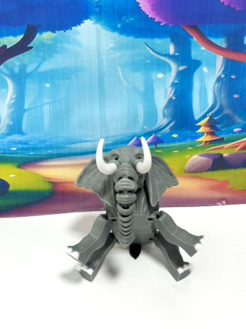 3D Printed Elephant, Articulated Flexible Joint Animal Figurine, 7" Stress Relief Fidget Toy, Elephant Figurine, Articulated 3D Printed Poseable Desk Pet