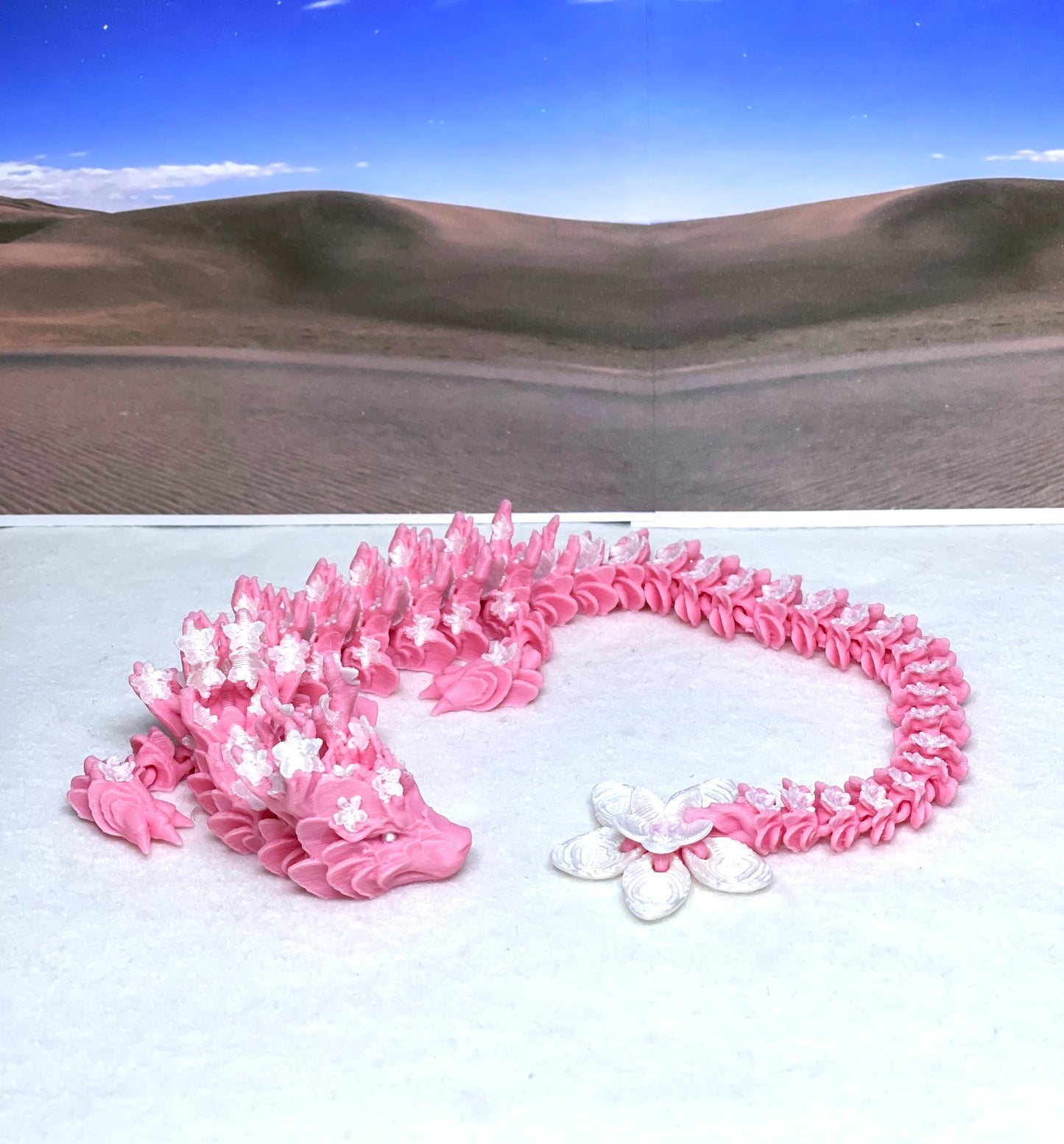 3D Printed Dragon, Articulated Pink Cherry Blossom Dragon, Fidget ADHD Dragon Toy - D016-DR